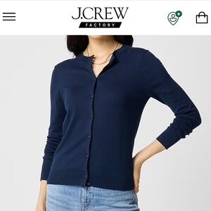 JCrew Factory Classic Cotton Cardigan Navy